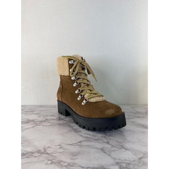 Steve Madden Shoes - Steve Madden Women's Aniko Faux Suede Lace Up Ankle Boots 7.5 Chestnut Suede